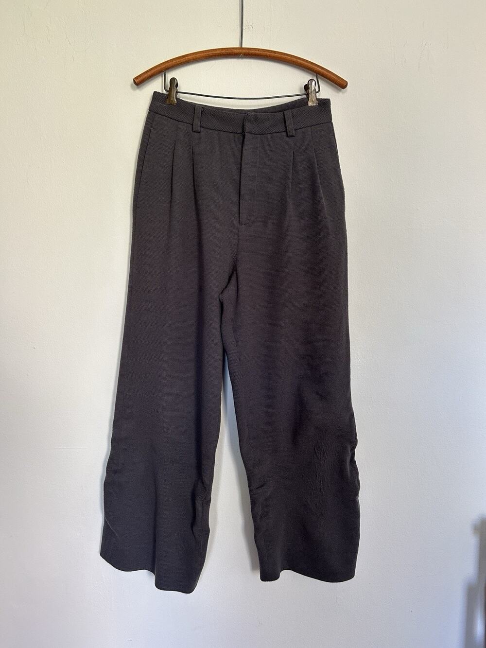 Women’s Monrow Waffle Knit Wide Leg Pants Gray Size M (28x26) Read